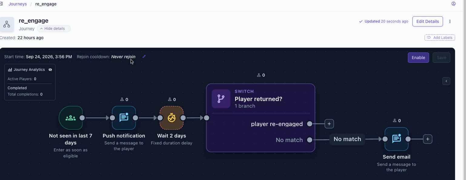Setting a rejoin cooldown so players re-enter the journey after a set amount of time