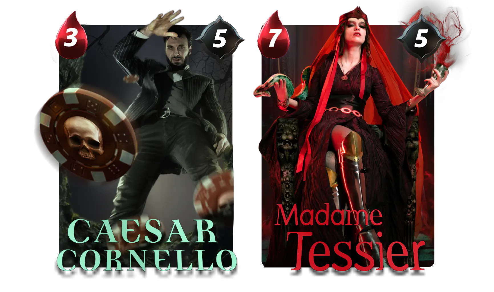 Clans of London card artwork featuring real-life models and photography