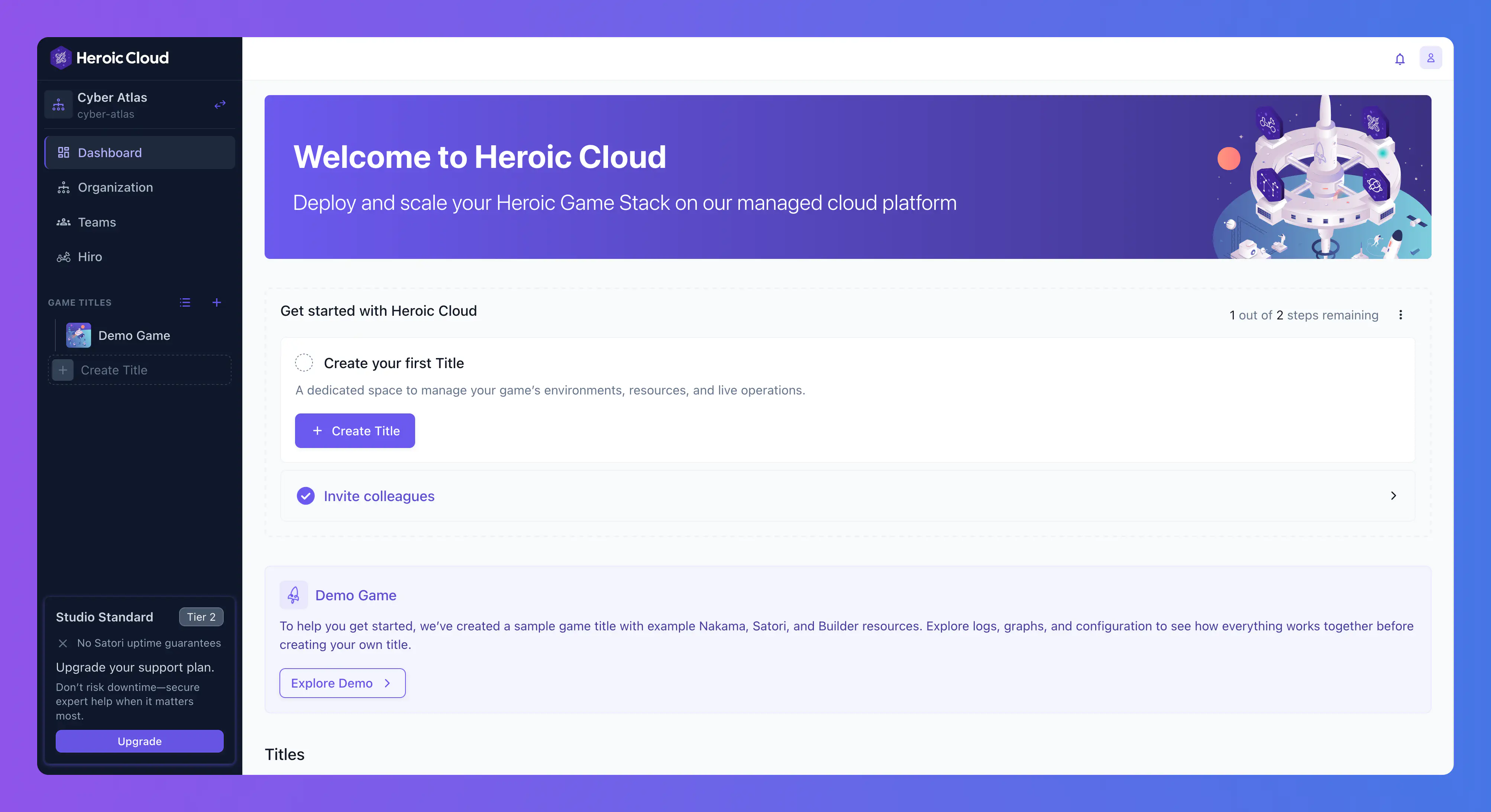 Heroic Cloud Dashboard