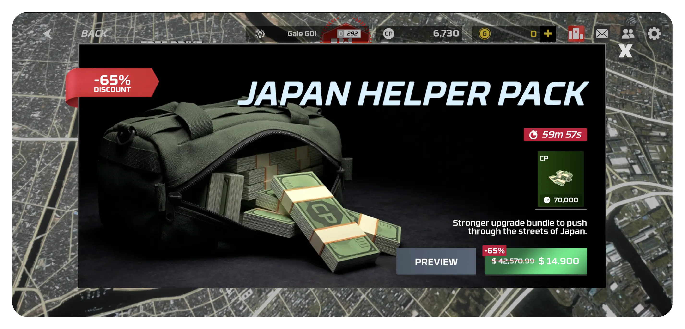 Offers are an essential part of Virtual Stores - Example from Highway Racer Pro by Spektra Games