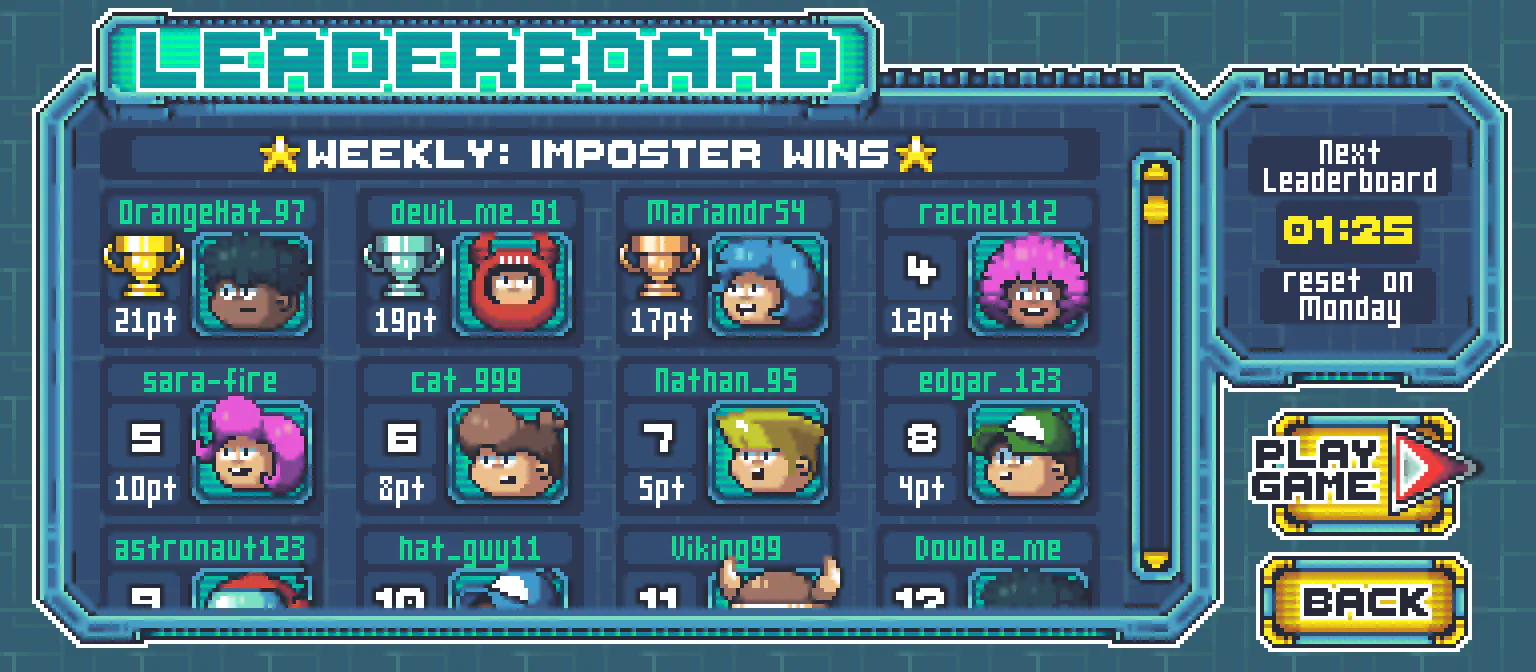 Sagi-shi leaderboard screen