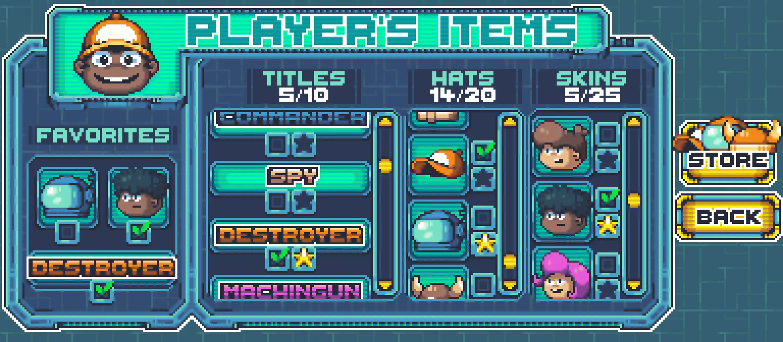 Sagi-shi player items screen