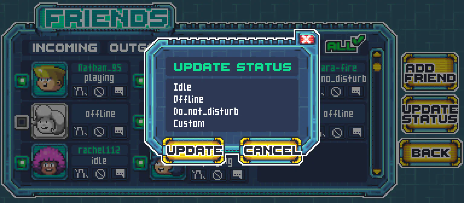 Sagi-shi status update screen