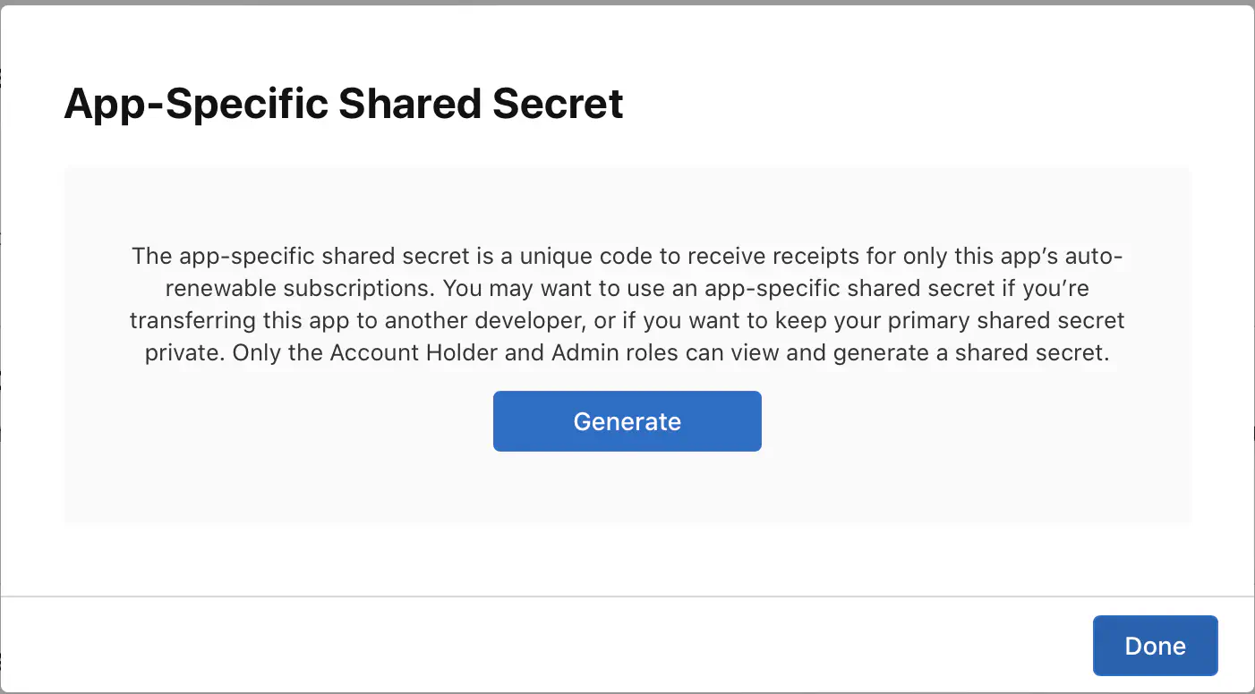 Generate Apple App Store Connect Shared Secret