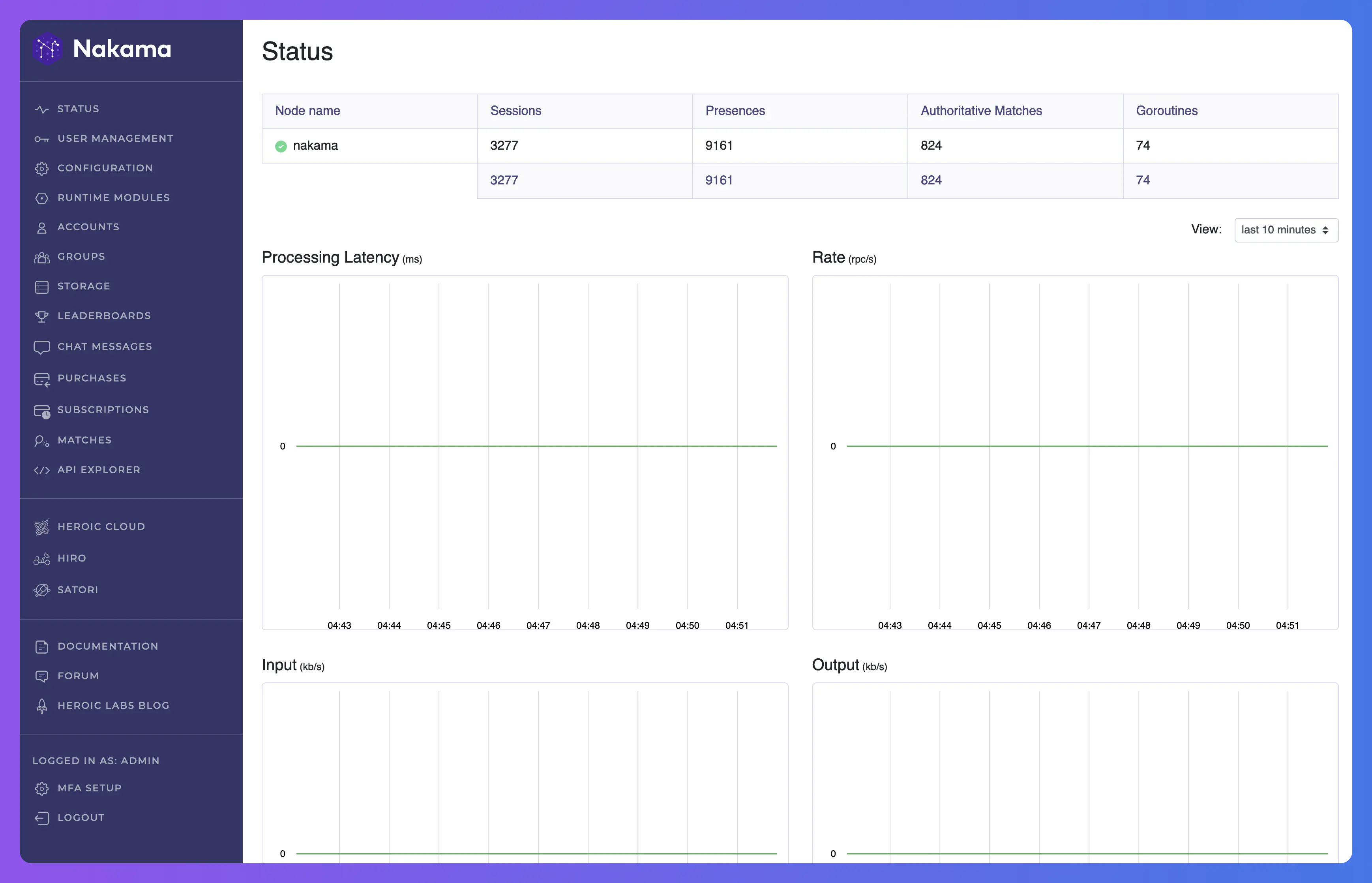 Console Status Page