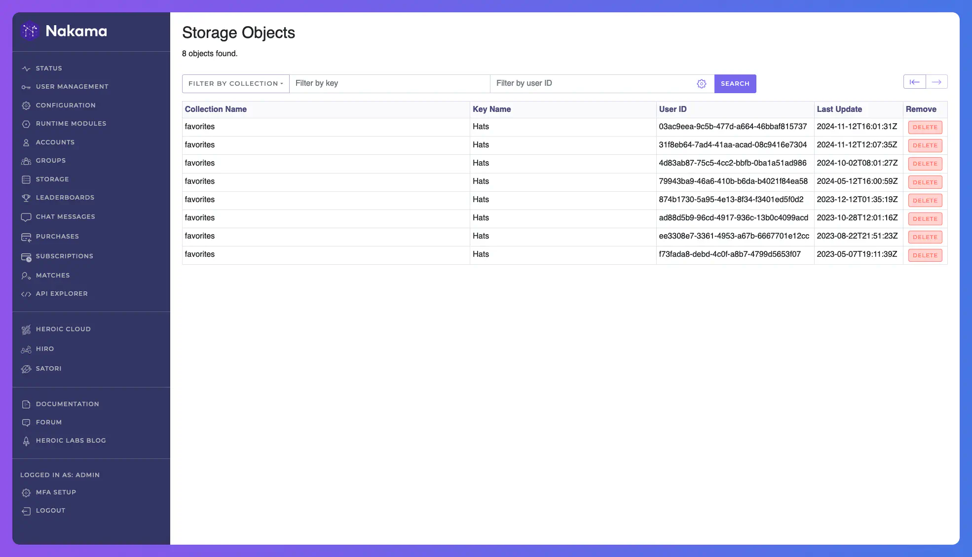 Console Storage Page