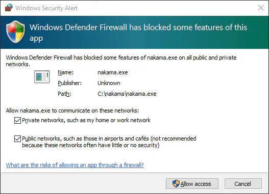 Nakama firewall