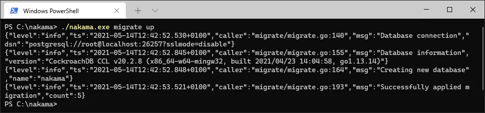 Nakama migrations for CockroachDB