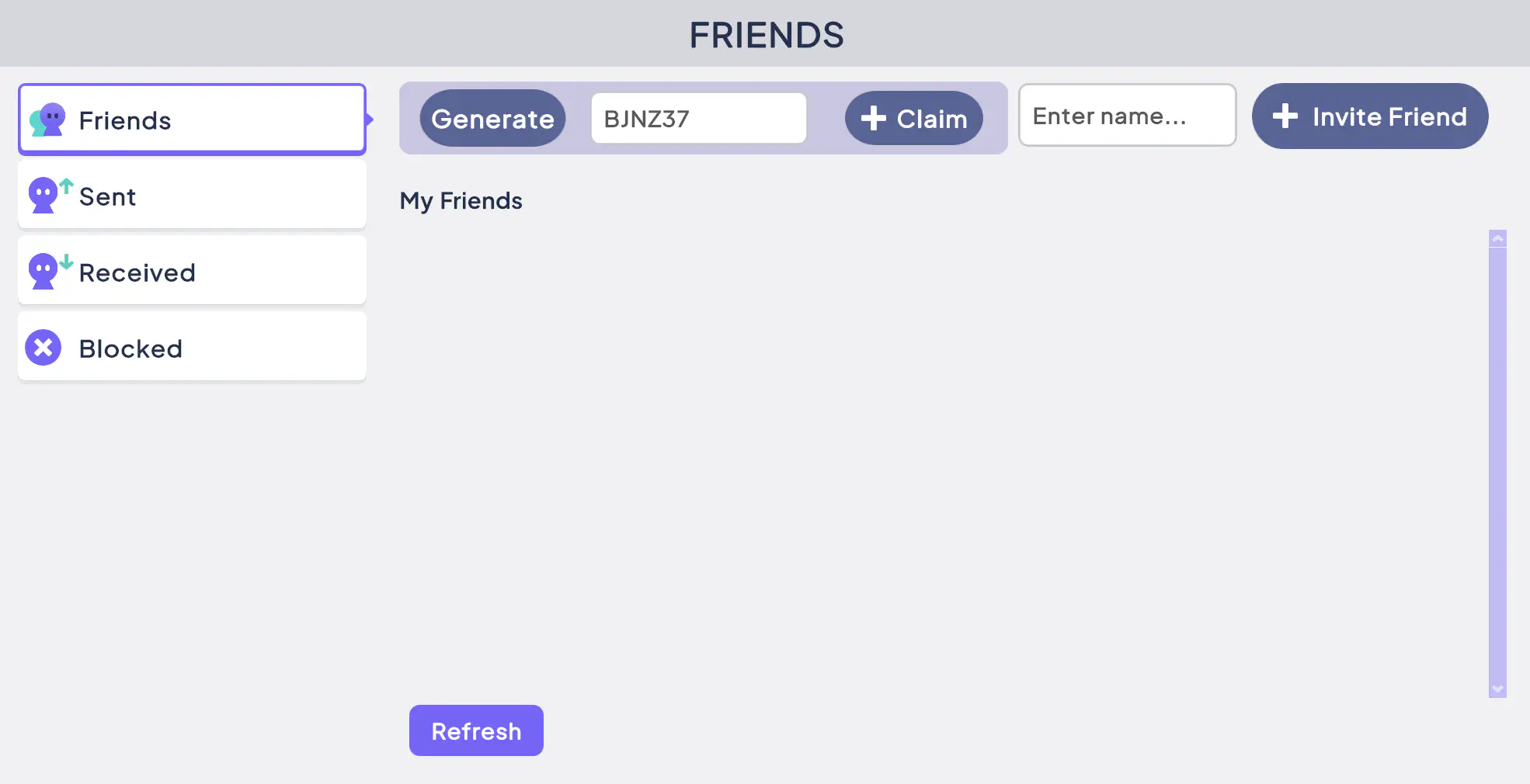 A player generates a friend code that copies to the clipboard