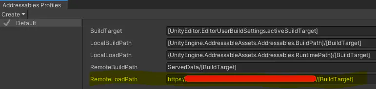 Configuring the Addressables remote load path