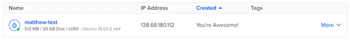 Digital Ocean Dashboard