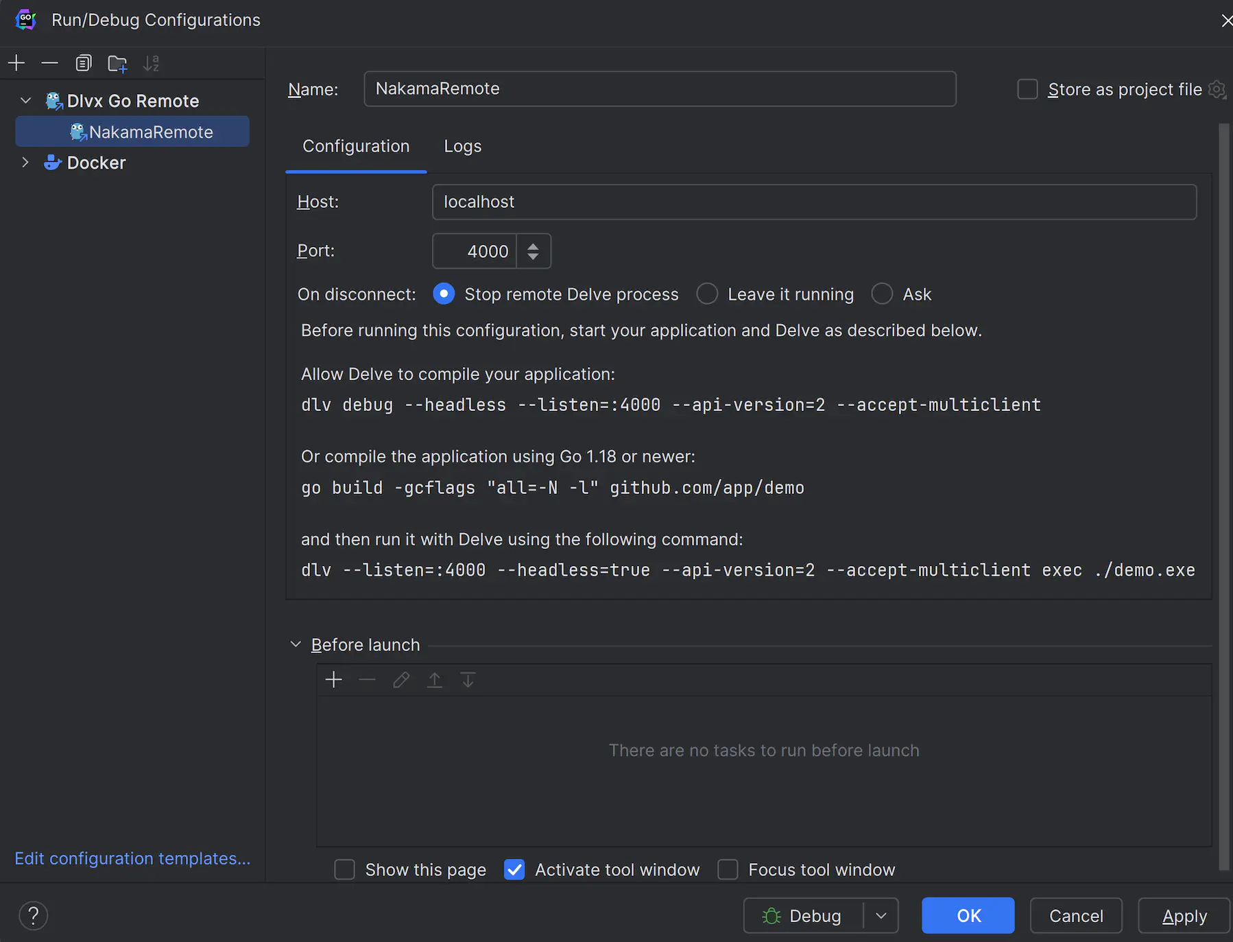 Go Remote Configurations