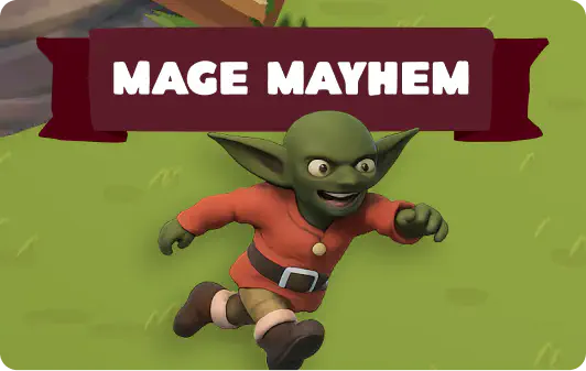 Mage Mayhem key art showing a goblin running across a field