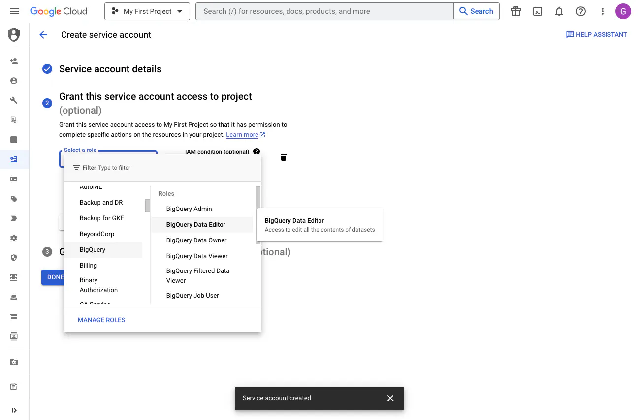 BigQuery User Role