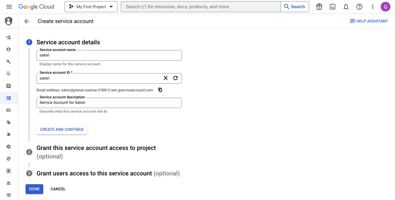 Create Service Account