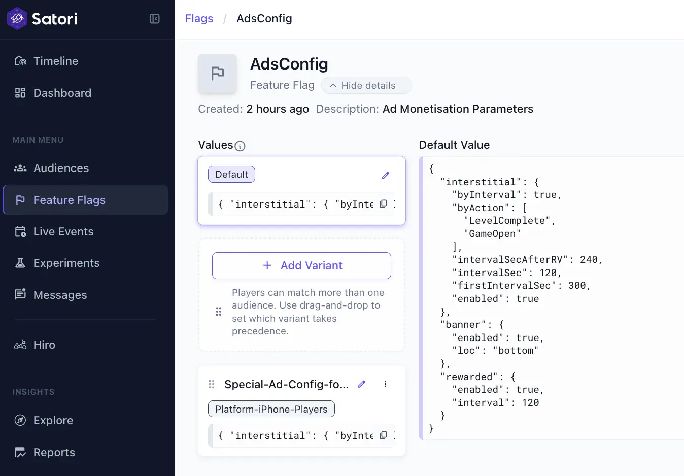 Ads-Config feature flag example