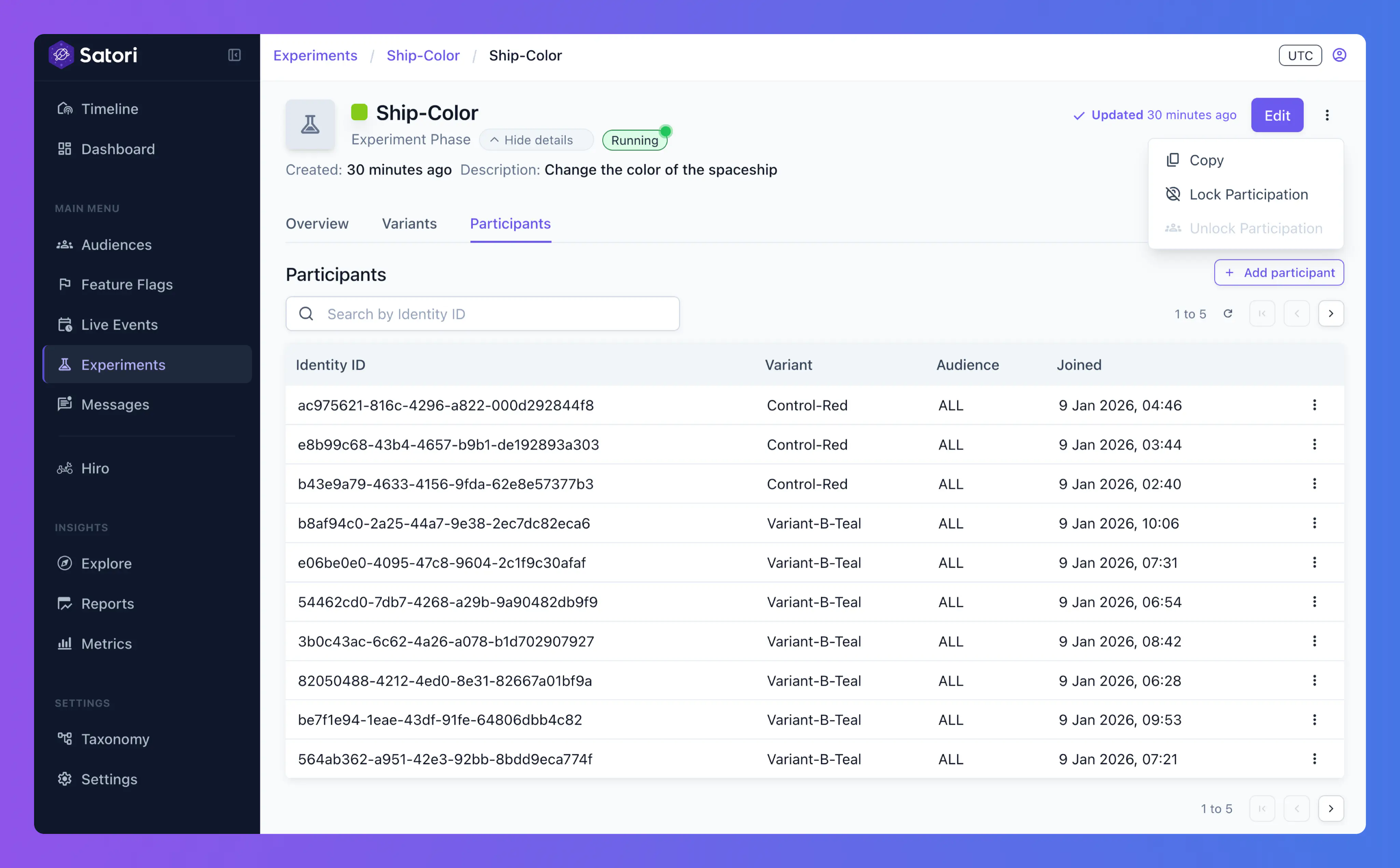 Experiment Lock Participation