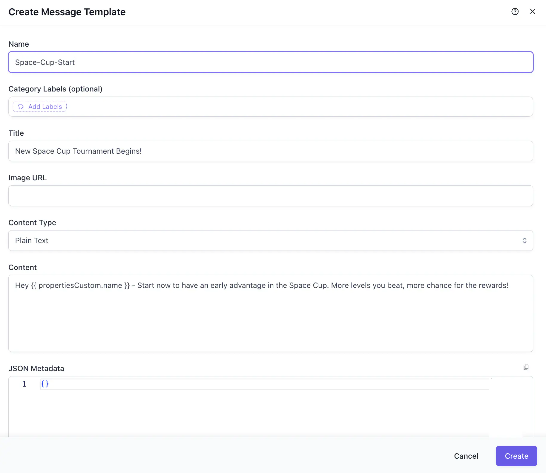 Create message templates - Heroic Labs Documentation