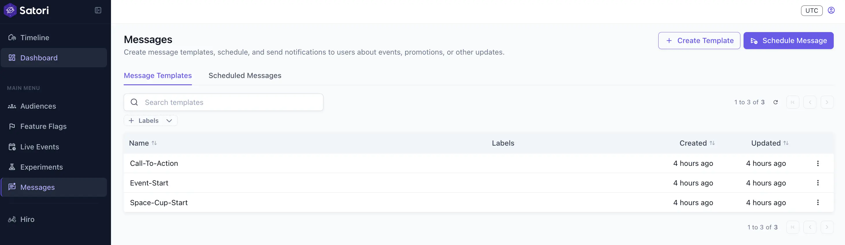 Schedule Message button on the Messages panel