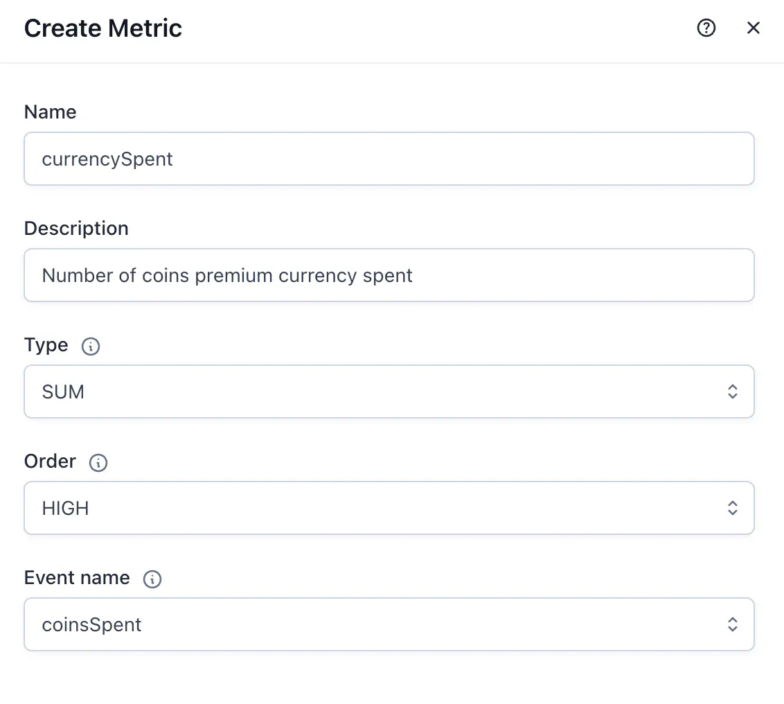 Create new metric form in the Satori console