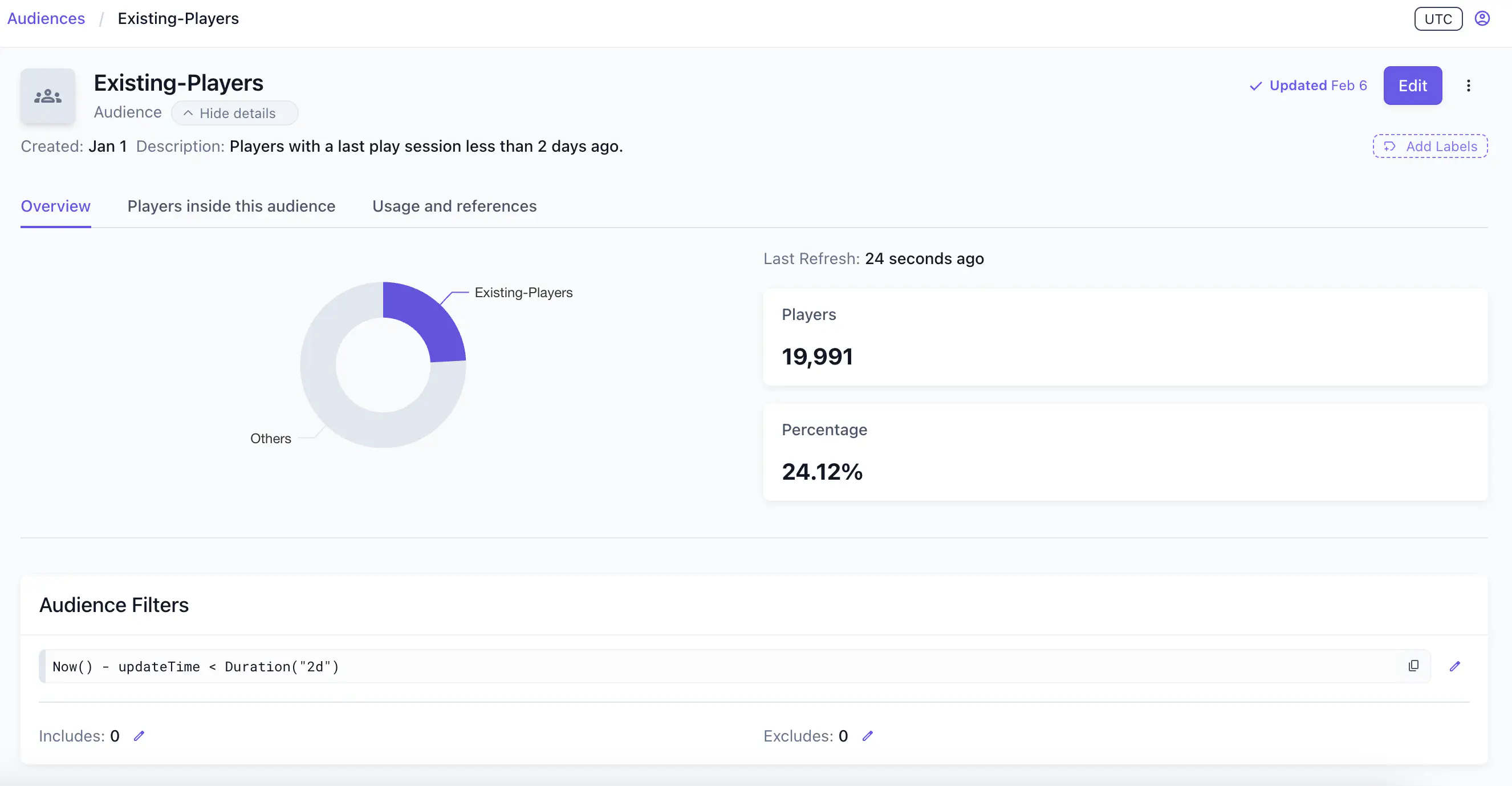 Audience details page