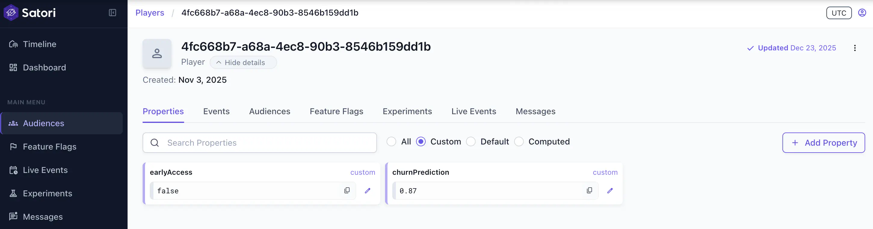 ChurnPrediction custom property in identity detail view