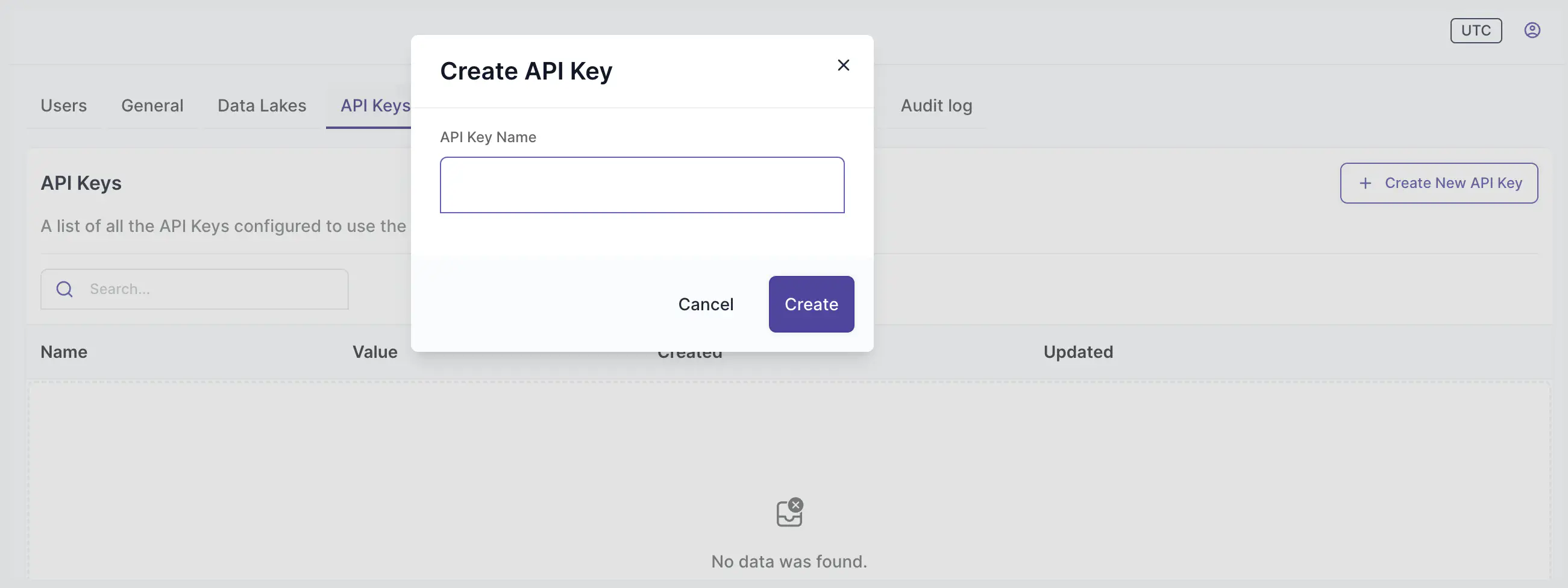 Create a new API key