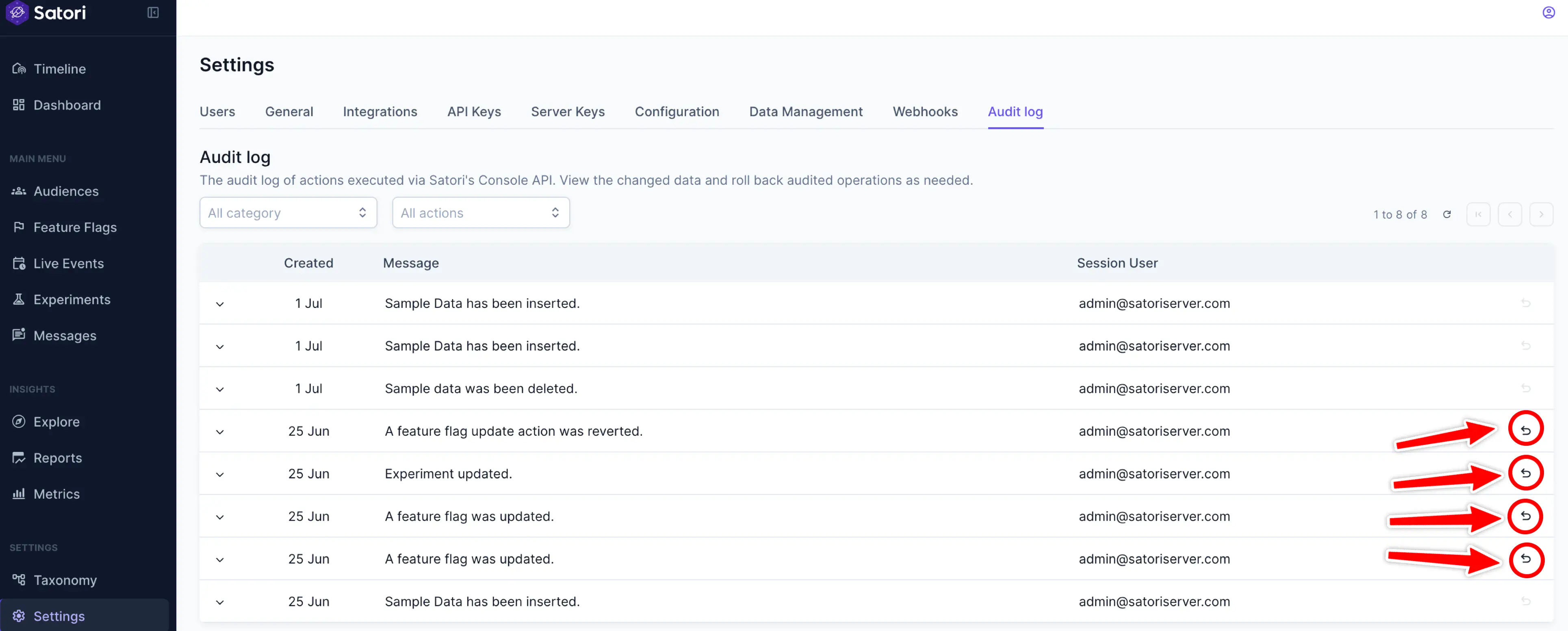 Audit Log undo button