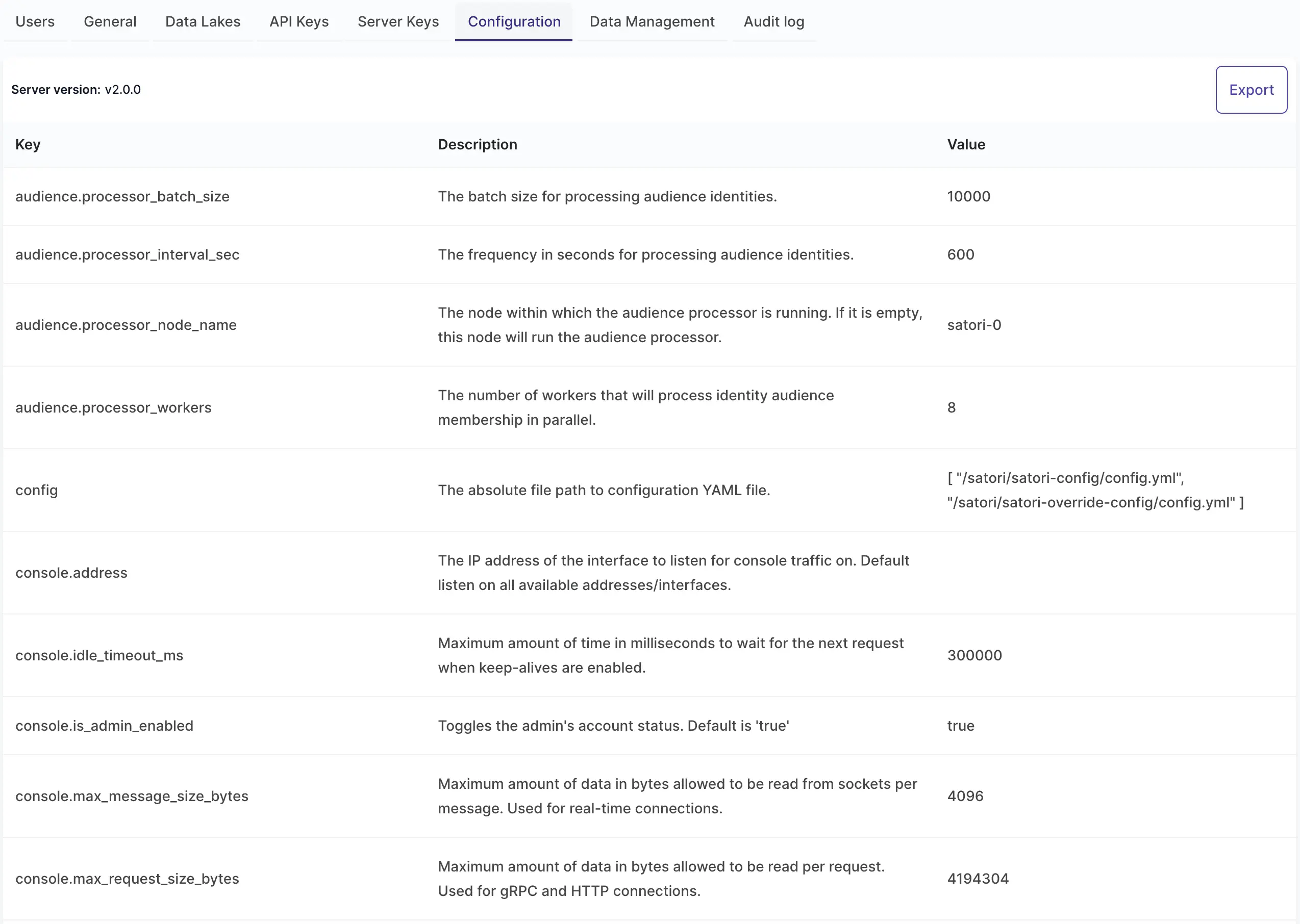 Configuration tab