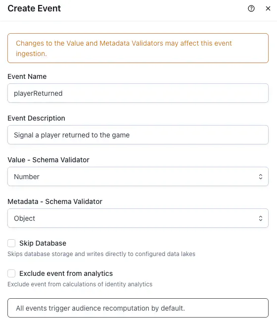 Creating an event
