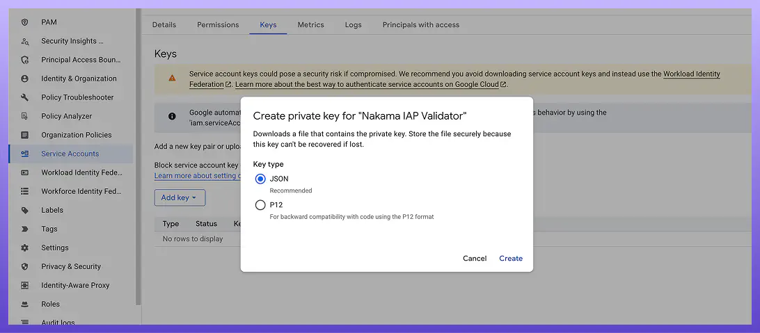 Create JSON Key