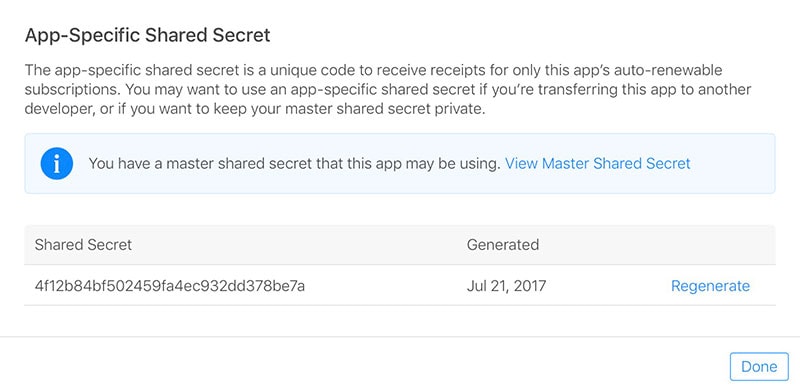 Apple App Store Connect Shared Secret
