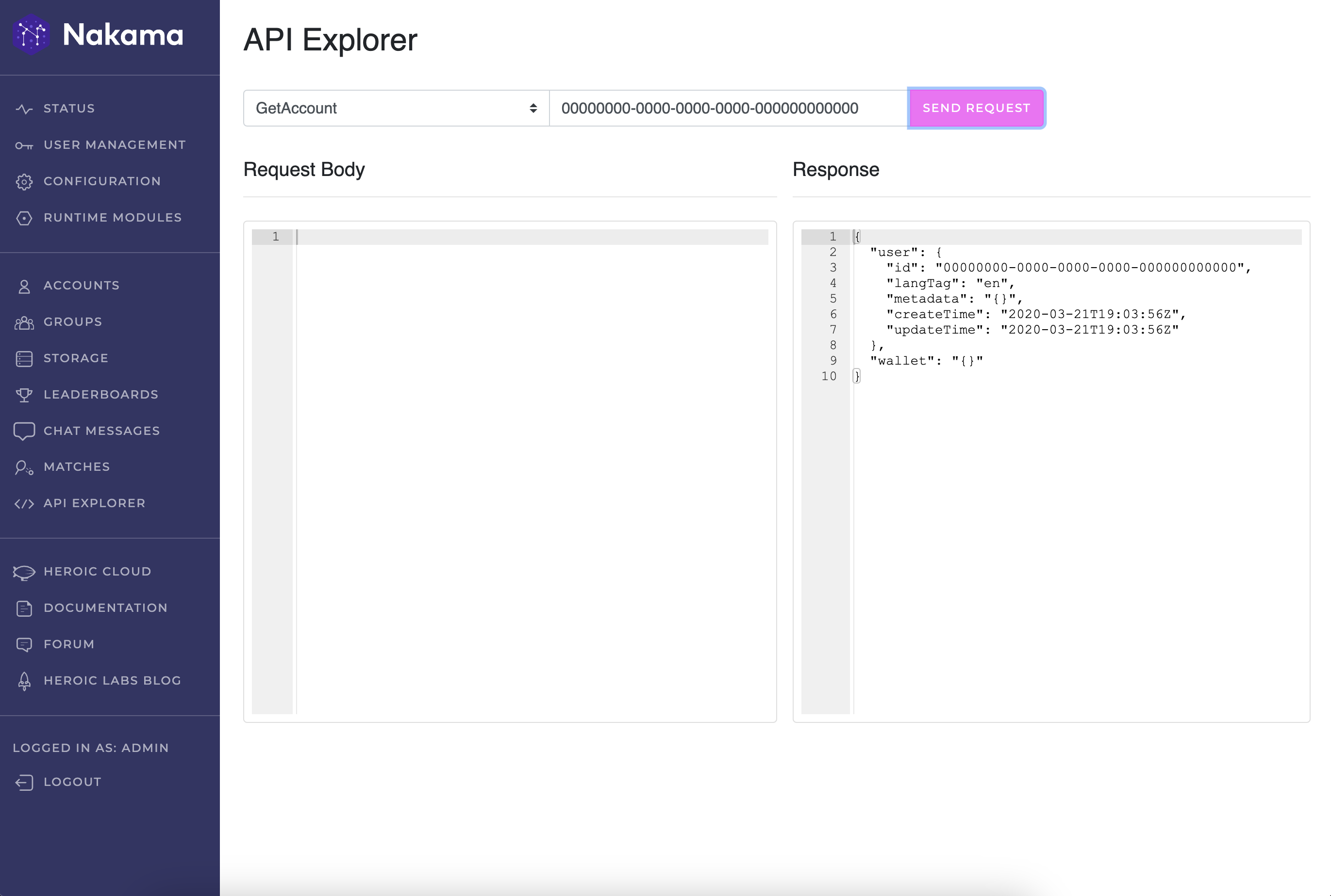 Console API Explorer Page