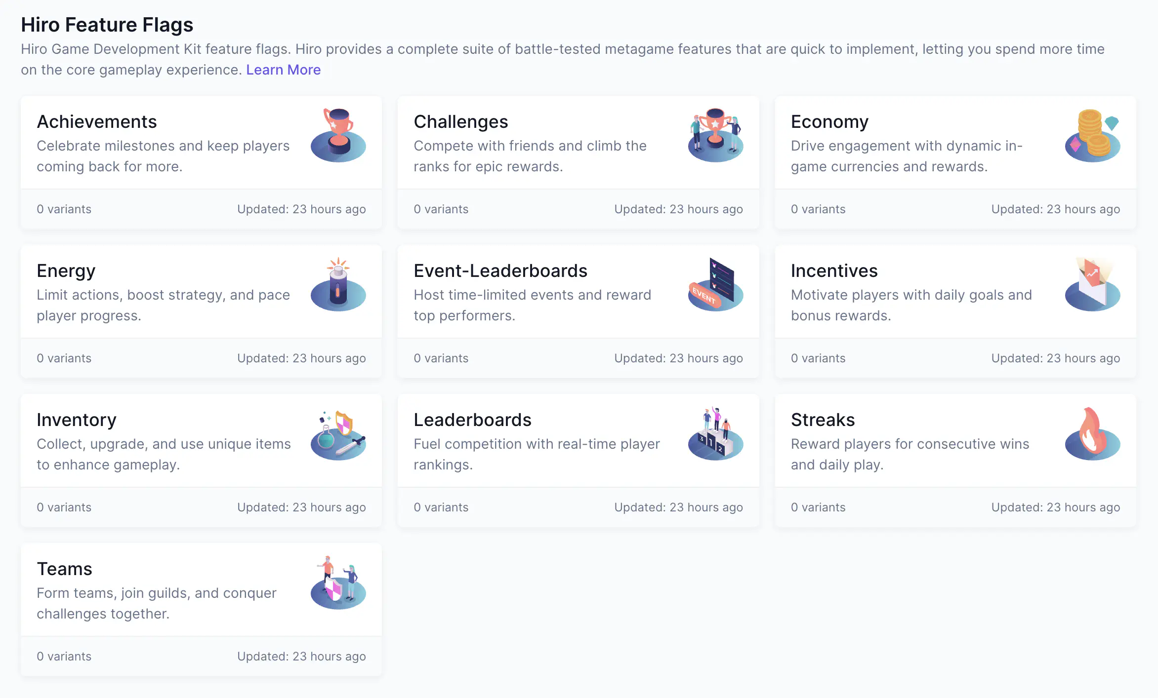 All Hiro systems can be remotely configured in the Satori console via feature flags