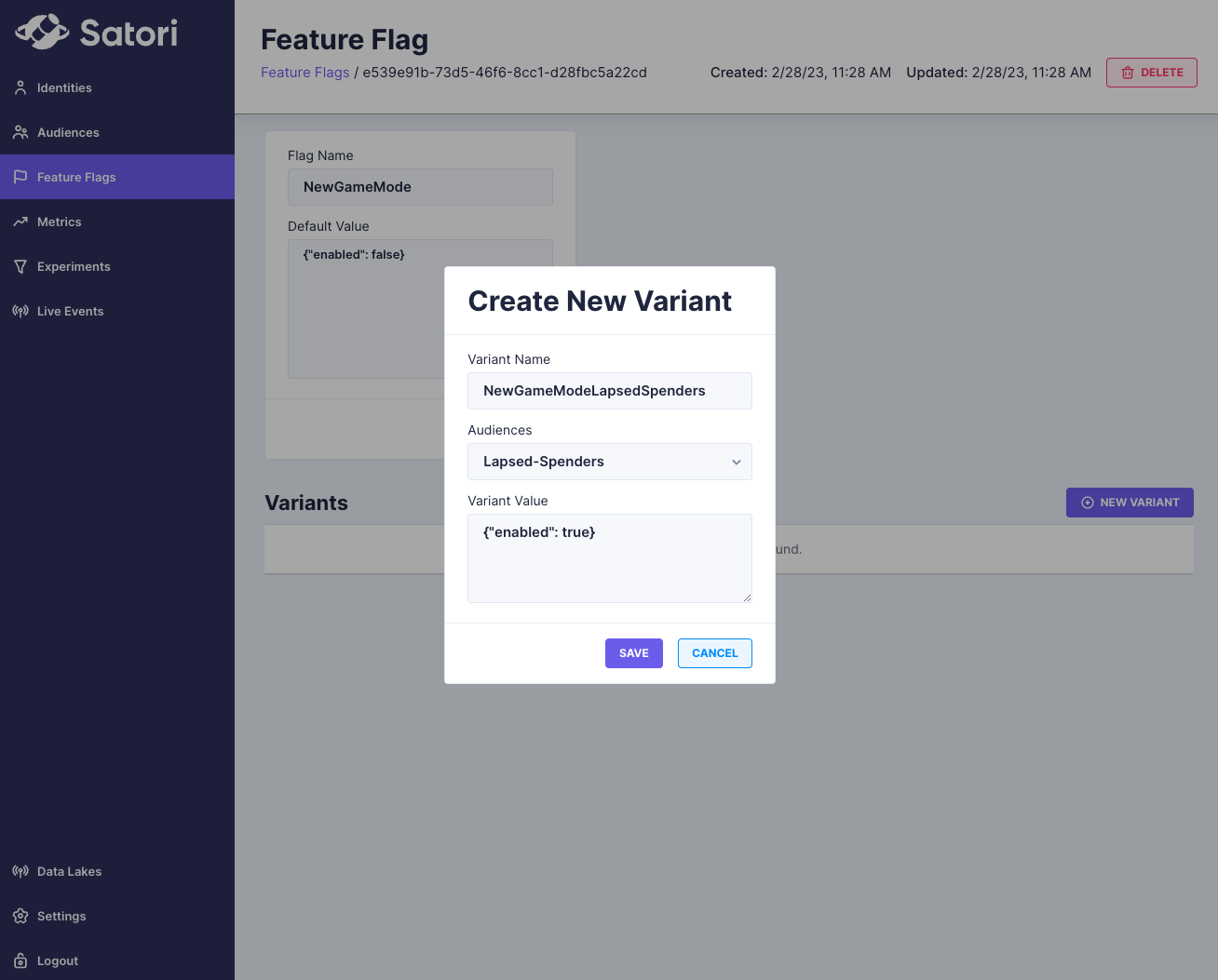 Create Feature Flag Variant