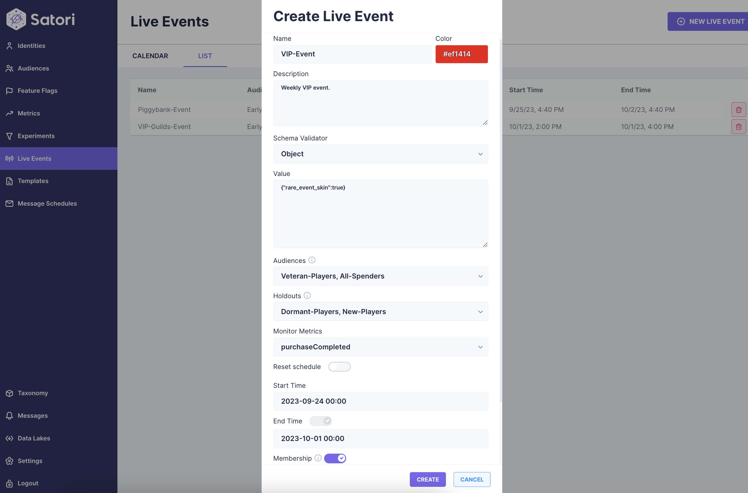 Create a new Live Event