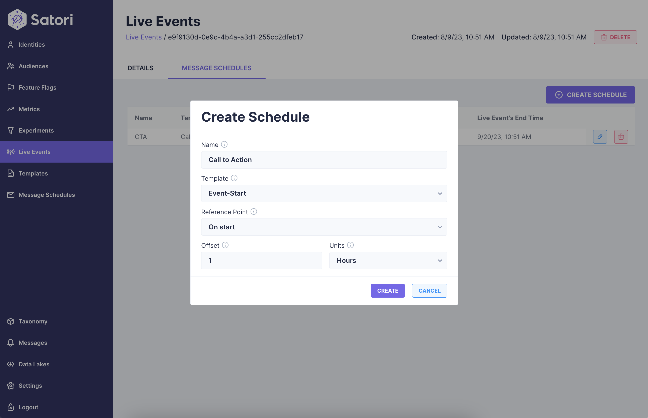 Create Event Message Schedules