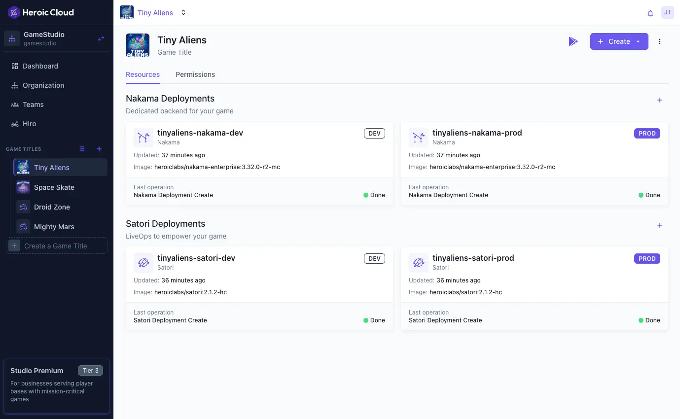 Heroic Cloud Dashboard