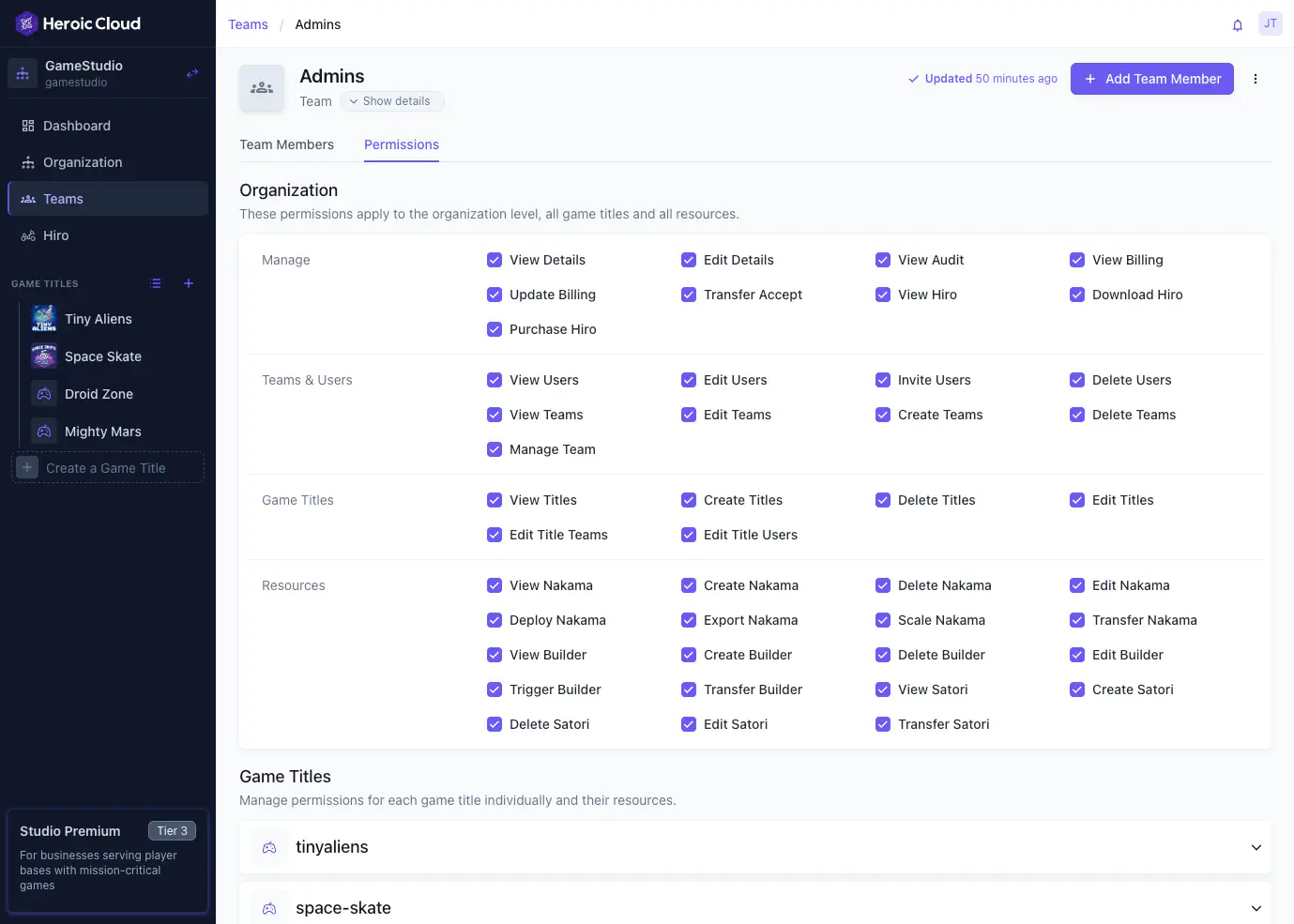 Heroic Cloud Login Interface