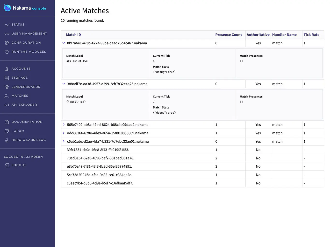 Active Matches