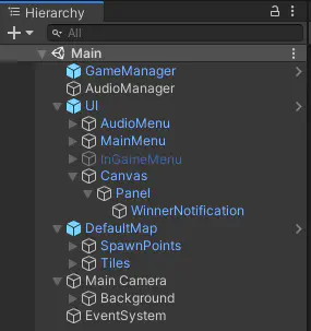 Fish Game scene hierarchy